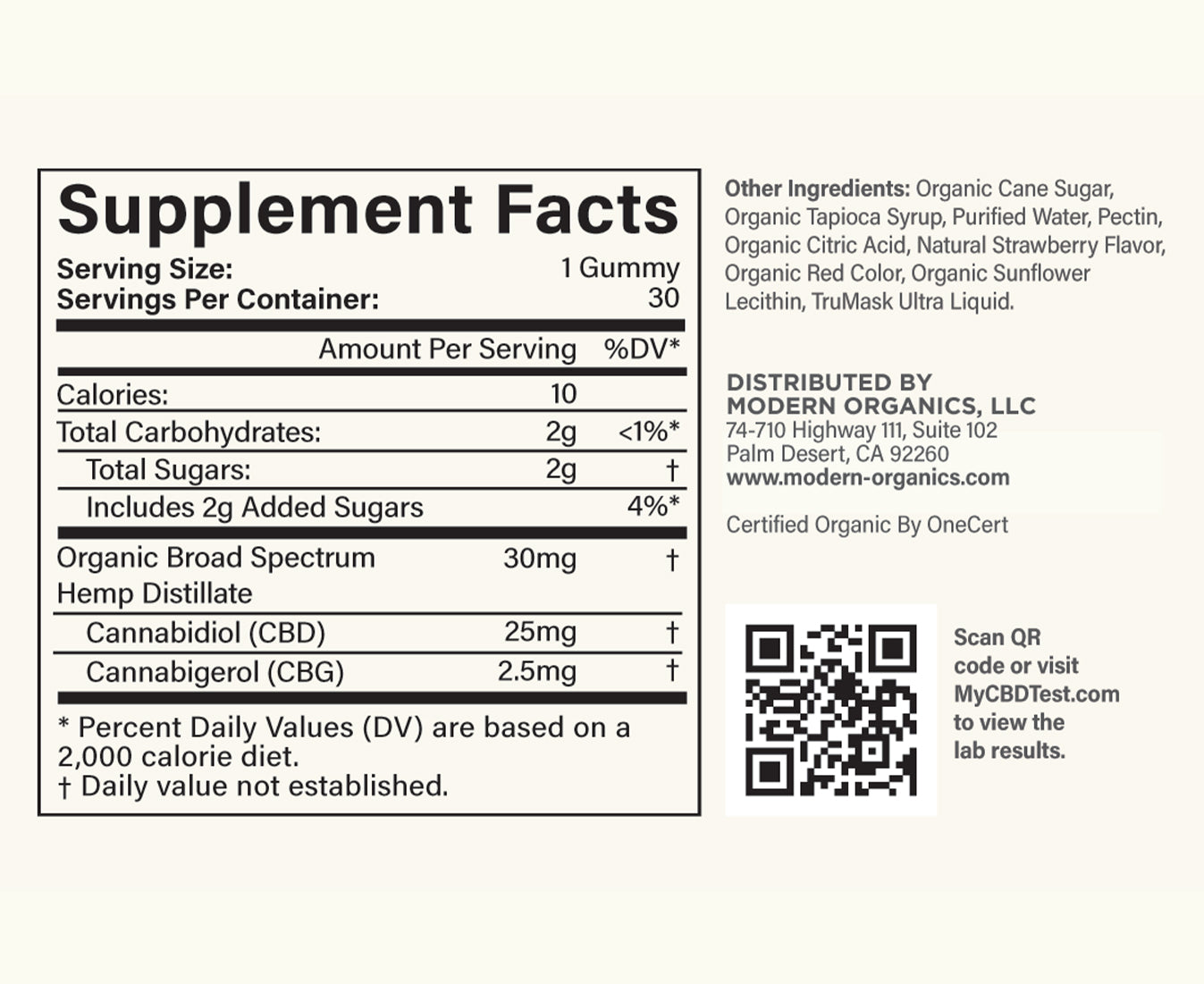Certified Organic CBD Gummies 25mg - Strawberry Lemonade